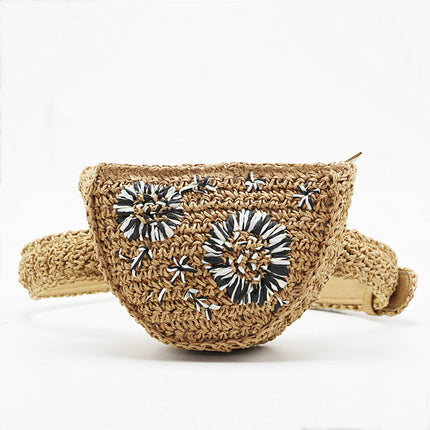 Flower Straw Waist Pack men women can be fitted with mobile phone keys purse women bag