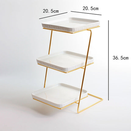 Ceramic Gold Plated Ceramic Dessert Tray Table Display Rack