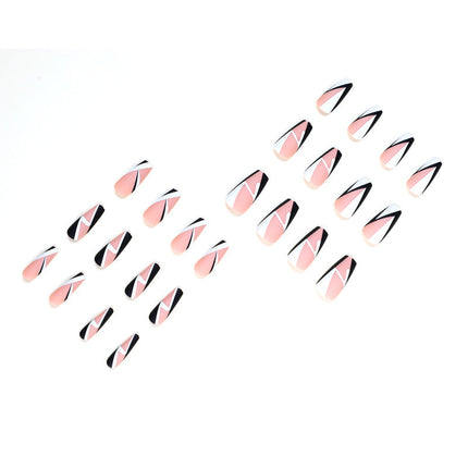 Wear Nail Finished Product Nail Stickers Black And White Simple Nail Geometry Nail Patch