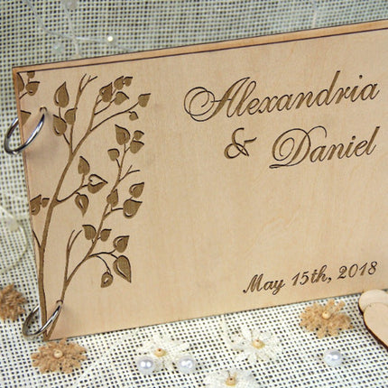 Wooden Wedding Guest Signature Booklet
