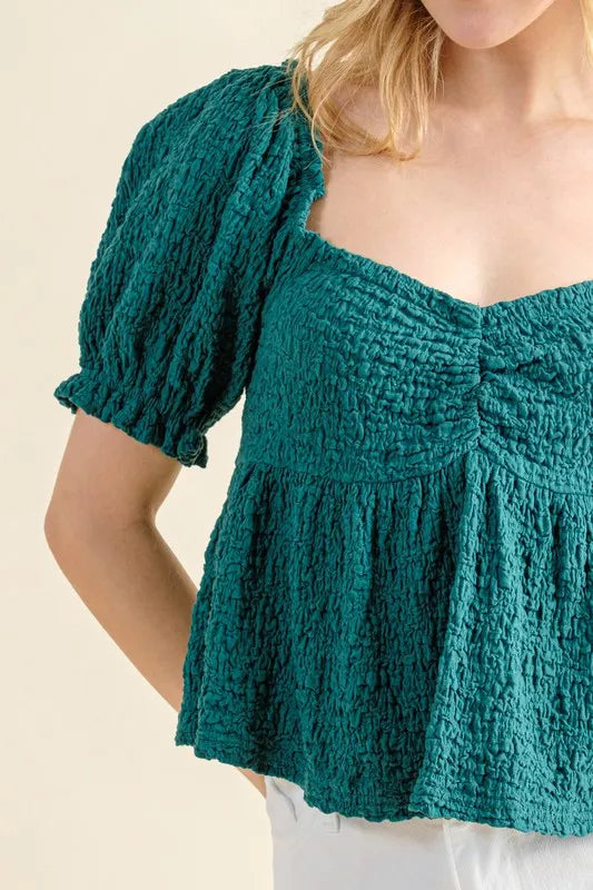 And The Why Lovely Textured and Smocked Top