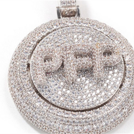 Personalized Hip Hop Custom Rotating Pendant 26 Letter Name Micro Inlaid Zircon