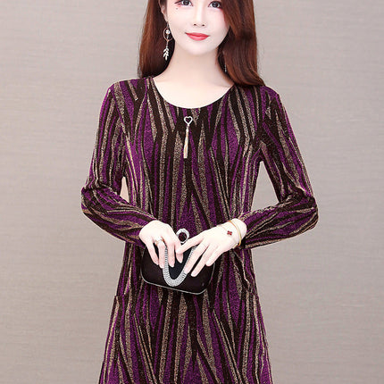 Lurex Mid-length Bottoming Shirt Plus Velvet Thick Plus Size Top