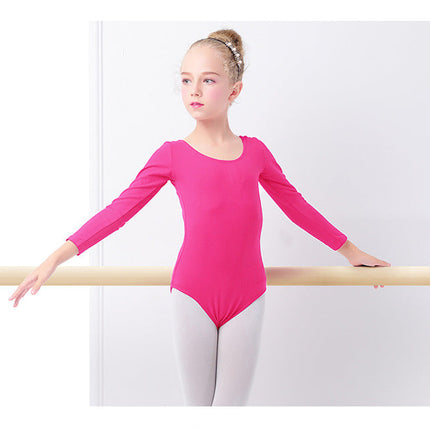 Girls' Solid Color One-piece Long-sleeved Dance Costume