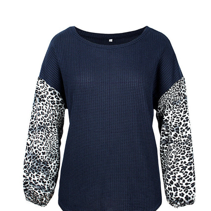 Plus size women's leopard stitch sweater