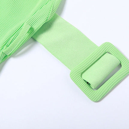 New Mint green Single Breasted open Back Slim Fit Dress for women