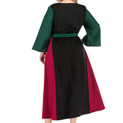 Plus size women's contrast stitching dress