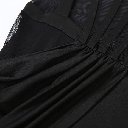 Back Mesh Pierced Air Quality Temperament Slit Dress