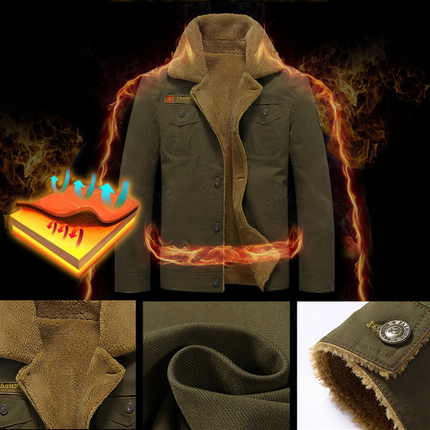 Winter plus velvet thick lapels uniforms air force one jacket jacket cotton clothing men