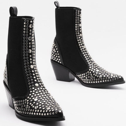 Plus size rivet elastic women's boots