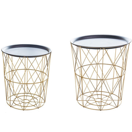 geometric metal bedside table simple storage basket