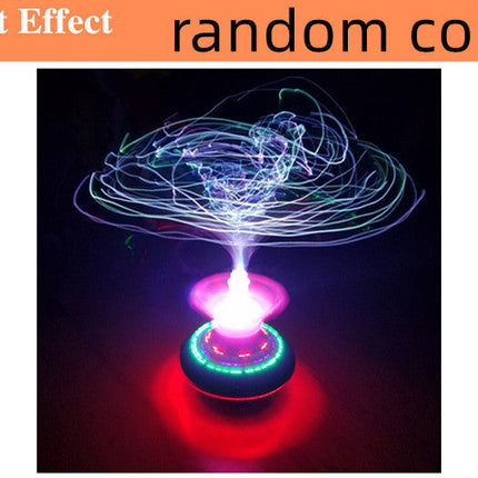 New Style Optical Fiber Electric Flashing Music Gyroscope With Crown, Drift Gyroscope, UFO Luminous Toy, Factory Direct Sales