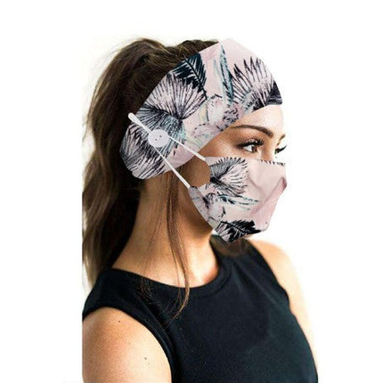 Button headband mask headscarf hair accessory 2-piece set