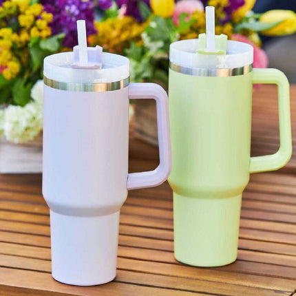 40oz Insulated Tumbler With Handle & Straw – Stainless Steel Vacuum Coffee Cup | Perfect Gift