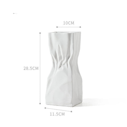 White Ceramic Vase Art Ornaments Living Room Flower Arrangement Decoration