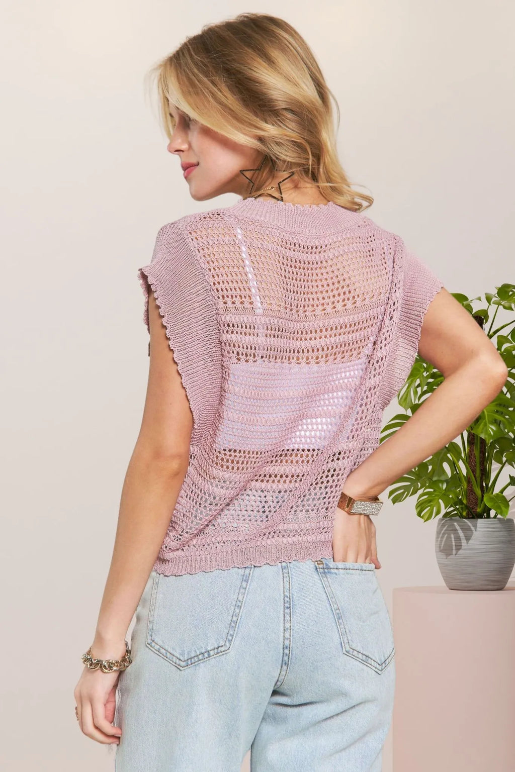 ADORA Drawstring Detail Crochet Top