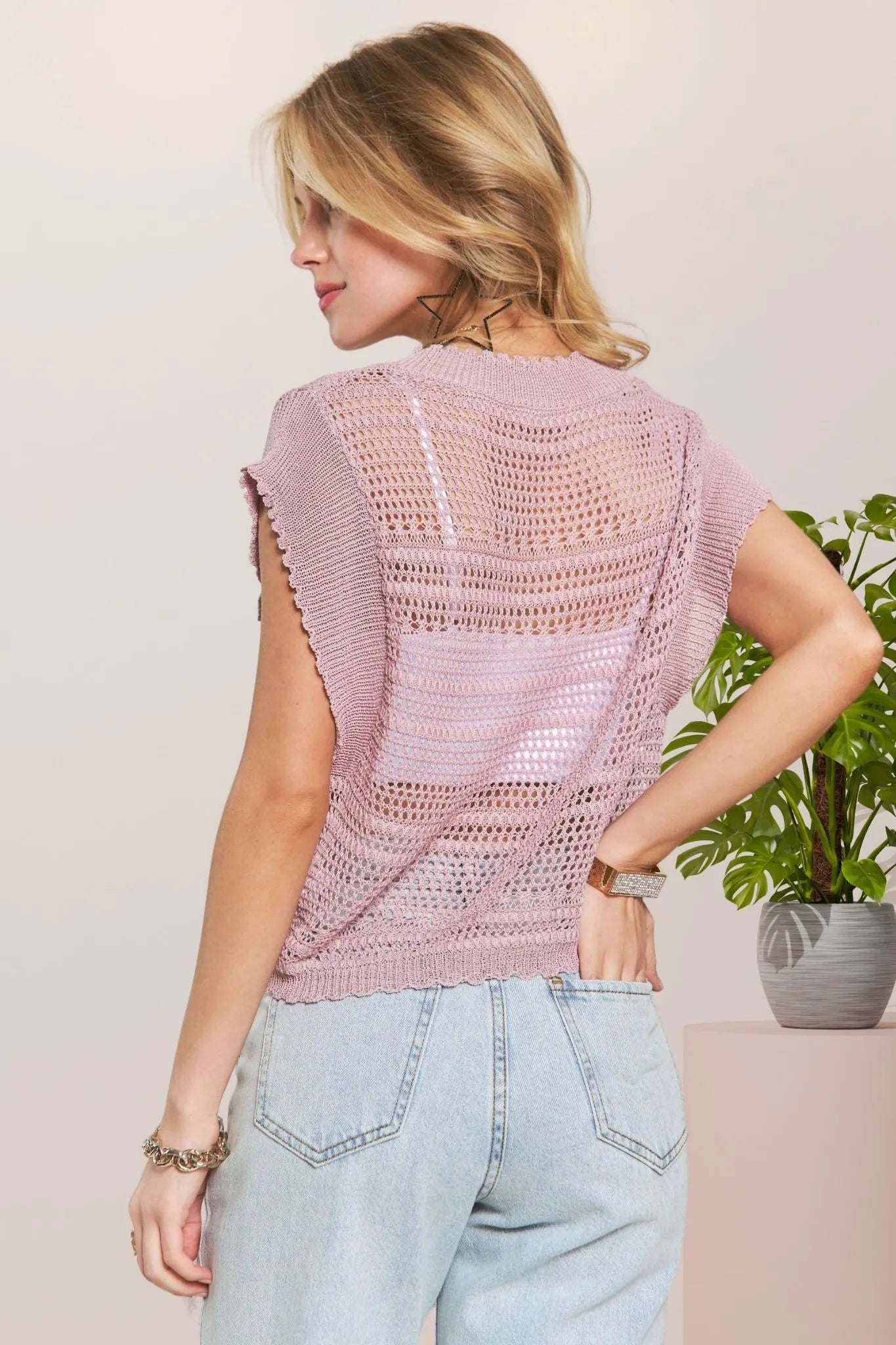 ADORA Drawstring Detail Crochet Top
