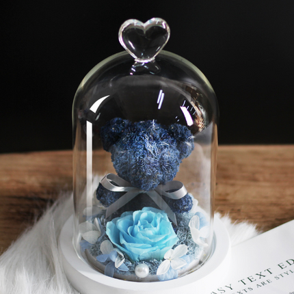 Preserved Flower Bear Glass Cover Gift Box