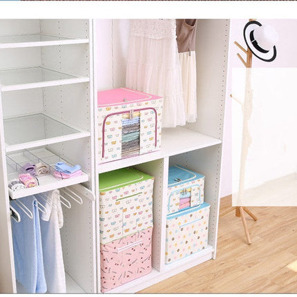 Steel Frame Storage Box Oxford Cloth Sorting Box Quilt Storage Box Folding Wardrobe Cloth Art Extra Large Storage Bag with Cover