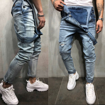 Sling denim romper torn jeans