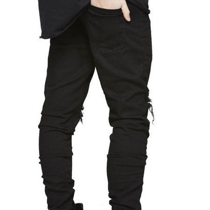 Street men's knee-skinned jeans