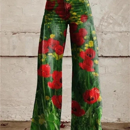 Plus Size Women's Casual Thin Wide Leg Imitation Jeans