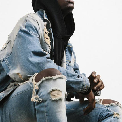 Street men's knee-skinned jeans