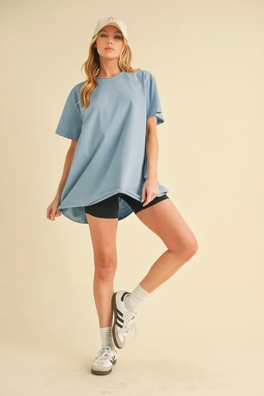 Aemi+Co Round Neck Short Sleeve Oversized T-Shirt