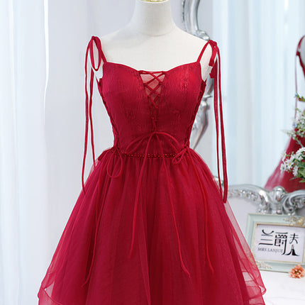 Wine Red Dress Slimming Annual Meeting Niche Light Luxury Wedding