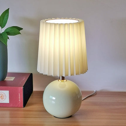 Ceramic White Pleated Milkshake Small Table Lamp