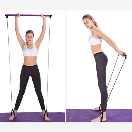 Yoga Crossfit Resistance Bands Exerciser Pull Rope Portable Gym Workout Pilates Bar Trainer Elastic Bands