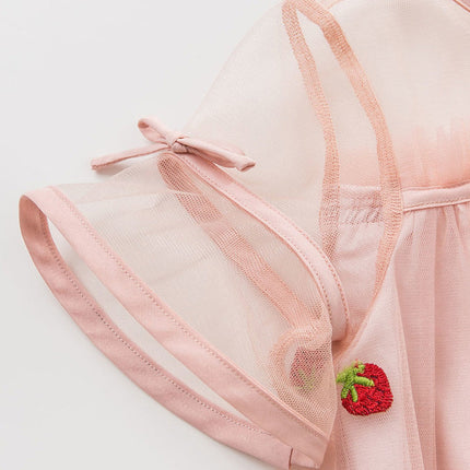 Orange Strawberry Embroidered Dream Gauze Skirt
