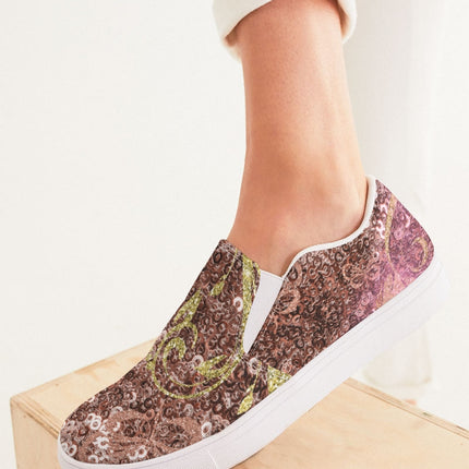 BEAUTIFUL PURPLE GITTER DESIGN CREATED BY FLIPSTYLEZ Women's Slip-On Canvas Shoe