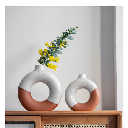 Laterite Half Glazed Round Ceramic Vase Office Desktop Soft Board Room Window