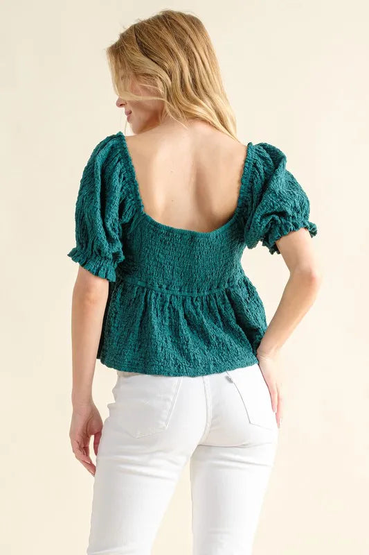 And The Why Lovely Textured and Smocked Top