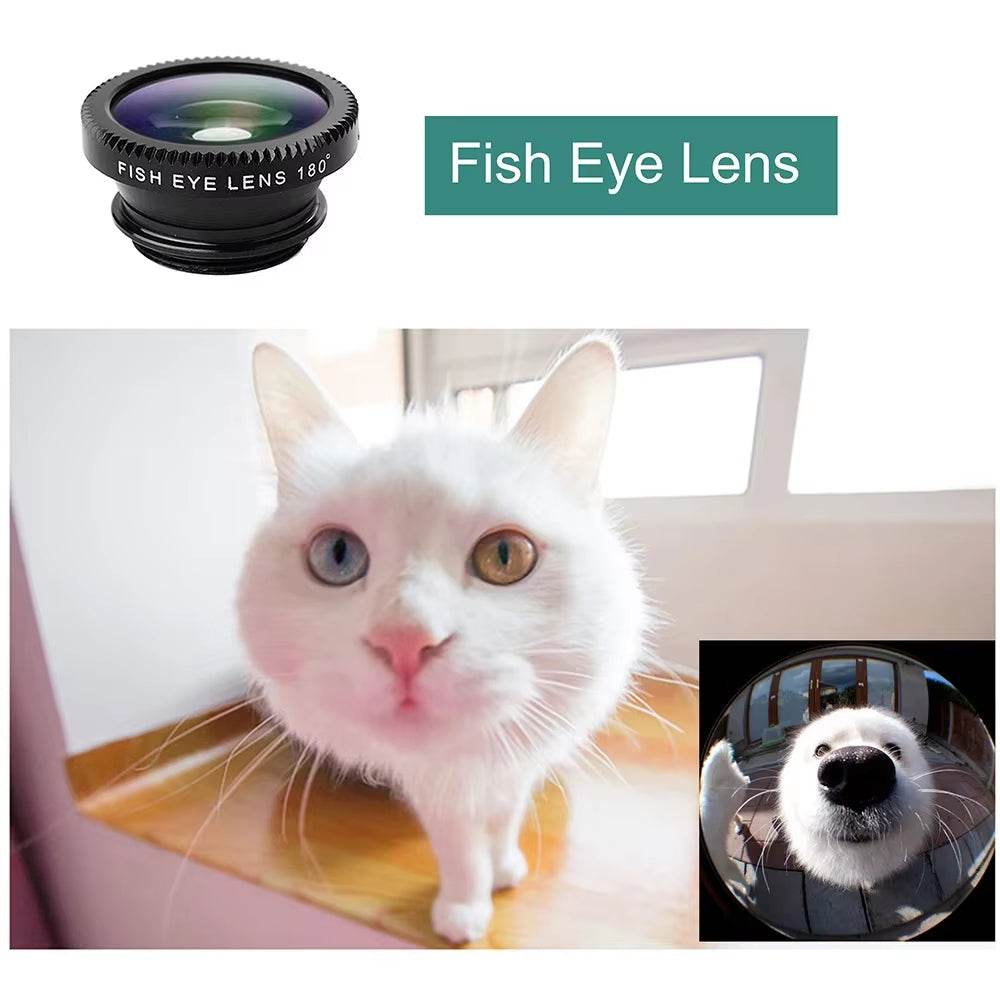 3-in-1 Smartphone Camera Lens Kit with Fisheye and Wide Angle