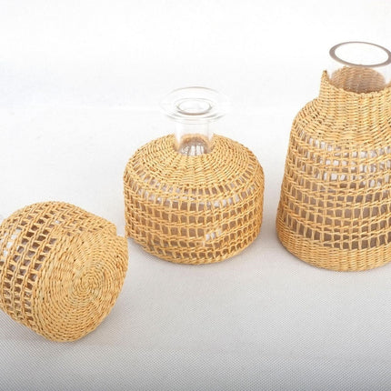 Straw Dried Flower Fragrance Japanese Woven Glass Vase