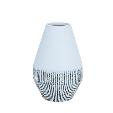 Ceramic Vase White Simple Striped Handicraft Decoration Home Living Room Desktop