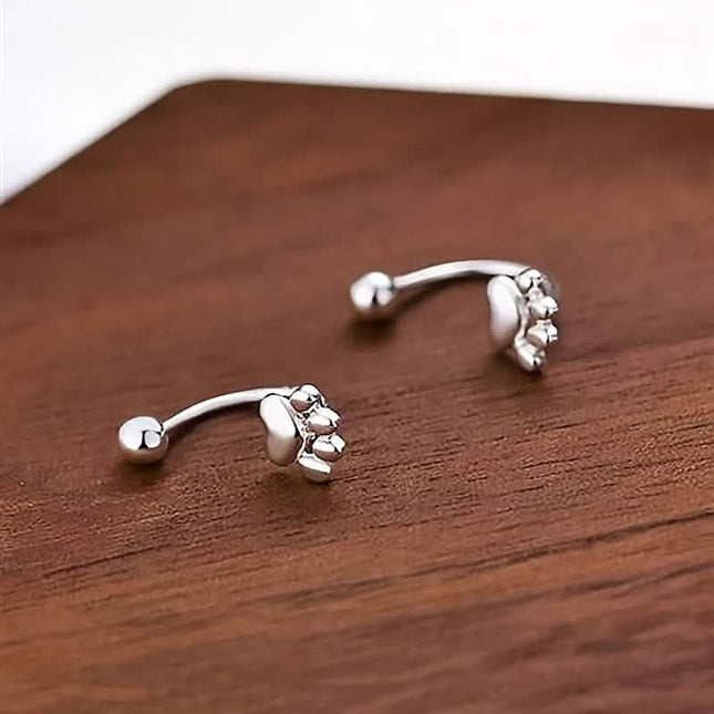 Sterling Silver Cat Paw Earrings – Screw-Back Studs, Elegant & Simple