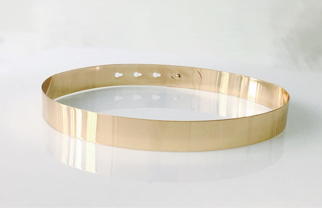 Fashion Mirror Belt With Built-in Buckle Decoration