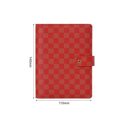 Makaron Loose-leaf Leather Cover Plaid Notebook