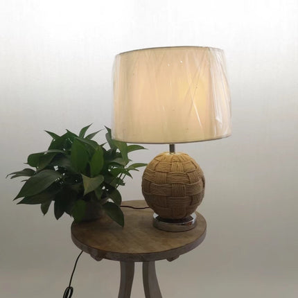 Country Table Lamp Hand-woven Hemp Rope Ball Natural