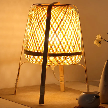 Bamboo Woven Decorative Table Lamp Creative Bedroom Bedside Lamp