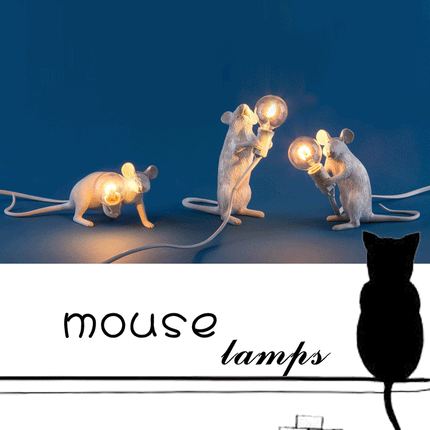 Creative Nordic Resin Mouse Table Lamp Desk LED Night Lights Small Mini Rat Desk Lamps