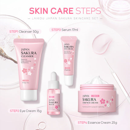 Sakura Skin Care Set 4-piece Set Cleansing Eye Cream Face Cream