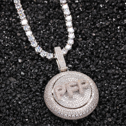 Personalized Hip Hop Custom Rotating Pendant 26 Letter Name Micro Inlaid Zircon