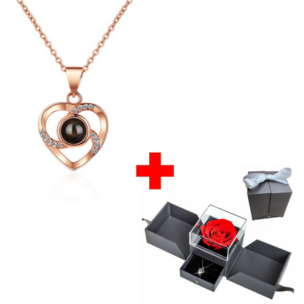 Preserved Flower Rose Flower Necklace Jewelry Box Gift