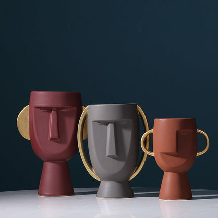 Northern Europe Limelight Resembles Facial Ceramic Vase Originality Is Contracted
