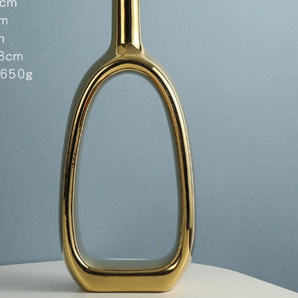 Nordic Style Heart Hollow Out Electroplated Ceramic Vase Decoration