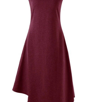 Back Hollow-out Underleg Asymmetric Hooded Midi Dress